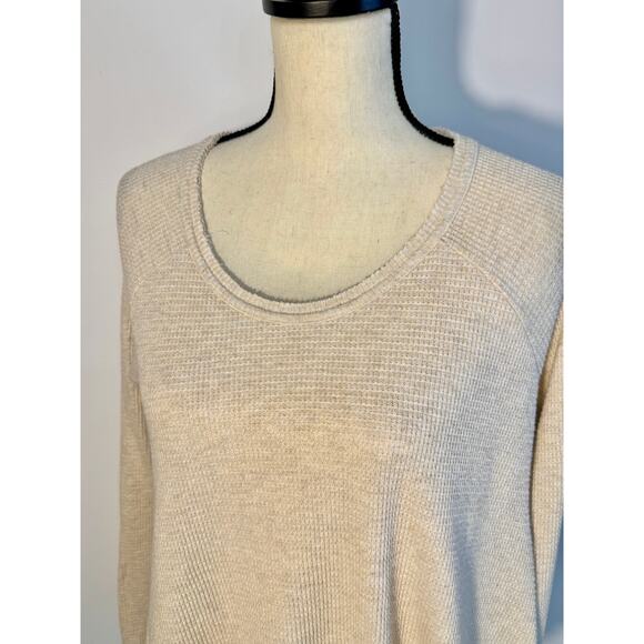 Free People Thermal Oatmeal Beige Long Sleeve Top We the Free Tee Small - Picture 2 of 8